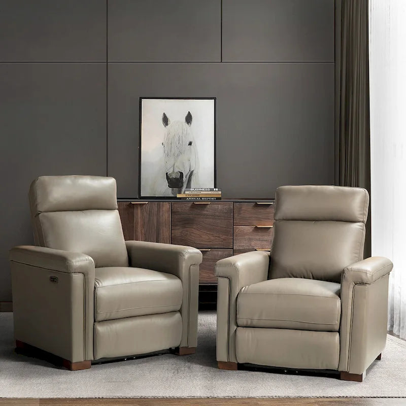 Fauteuil inclinable électrique contemporain et classique en cuir véritable de 34,65 po de largeur avec port USB
