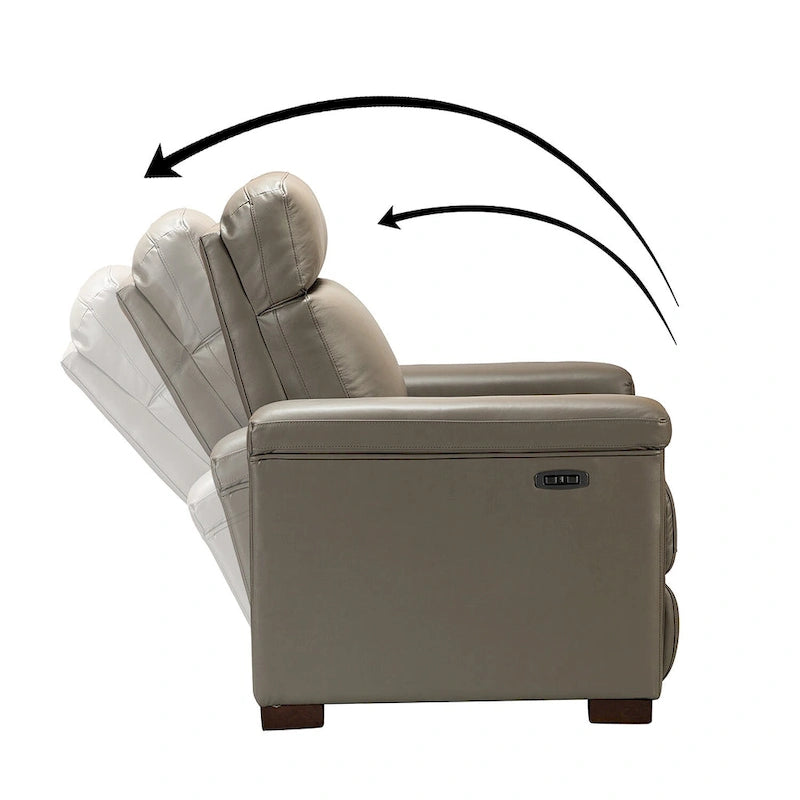 Fauteuil inclinable électrique contemporain et classique en cuir véritable de 34,65 po de largeur avec port USB