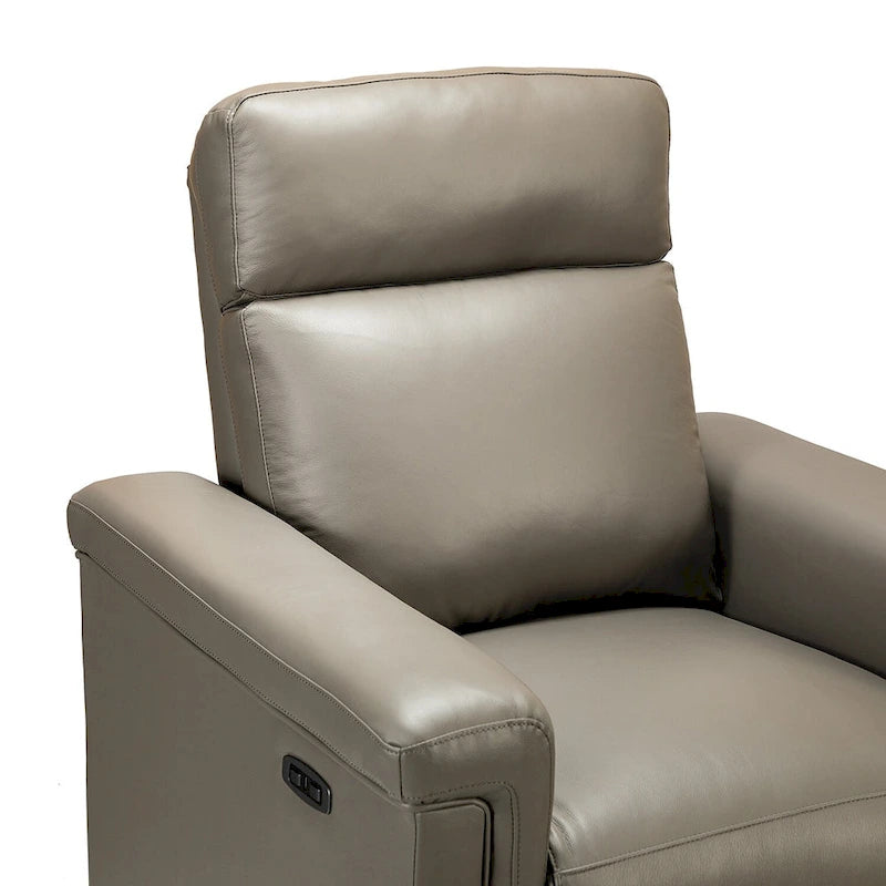 Fauteuil inclinable électrique contemporain et classique en cuir véritable de 34,65 po de largeur avec port USB
