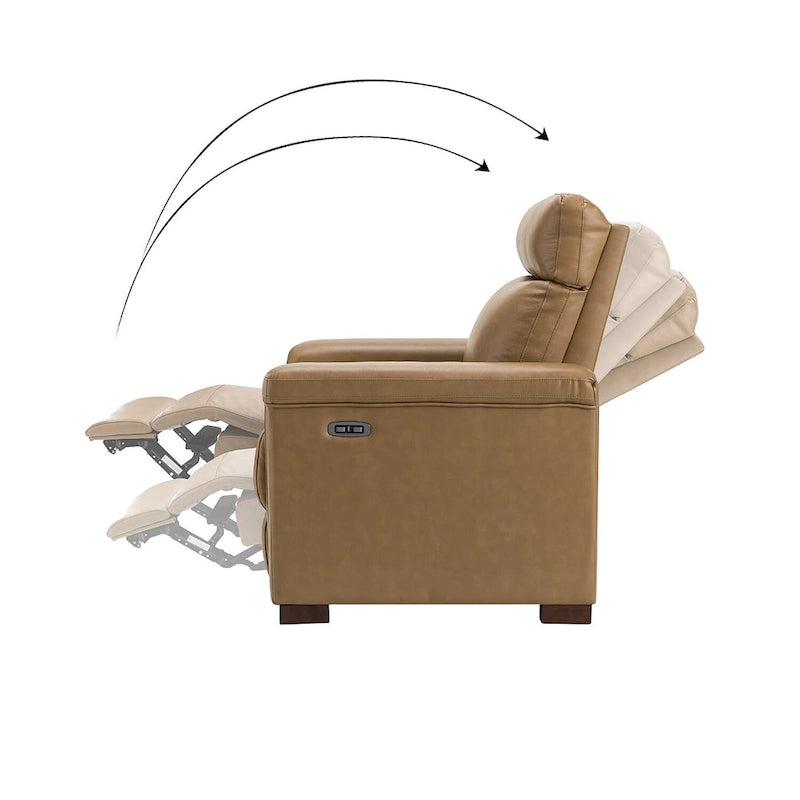 Fauteuil inclinable électrique contemporain et classique en cuir véritable de 34,65 po de largeur avec port USB