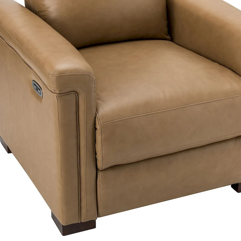 Fauteuil inclinable électrique contemporain et classique en cuir véritable de 34,65 po de largeur avec port USB