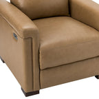 Fauteuil inclinable électrique contemporain et classique en cuir véritable de 34,65 po de largeur avec port USB