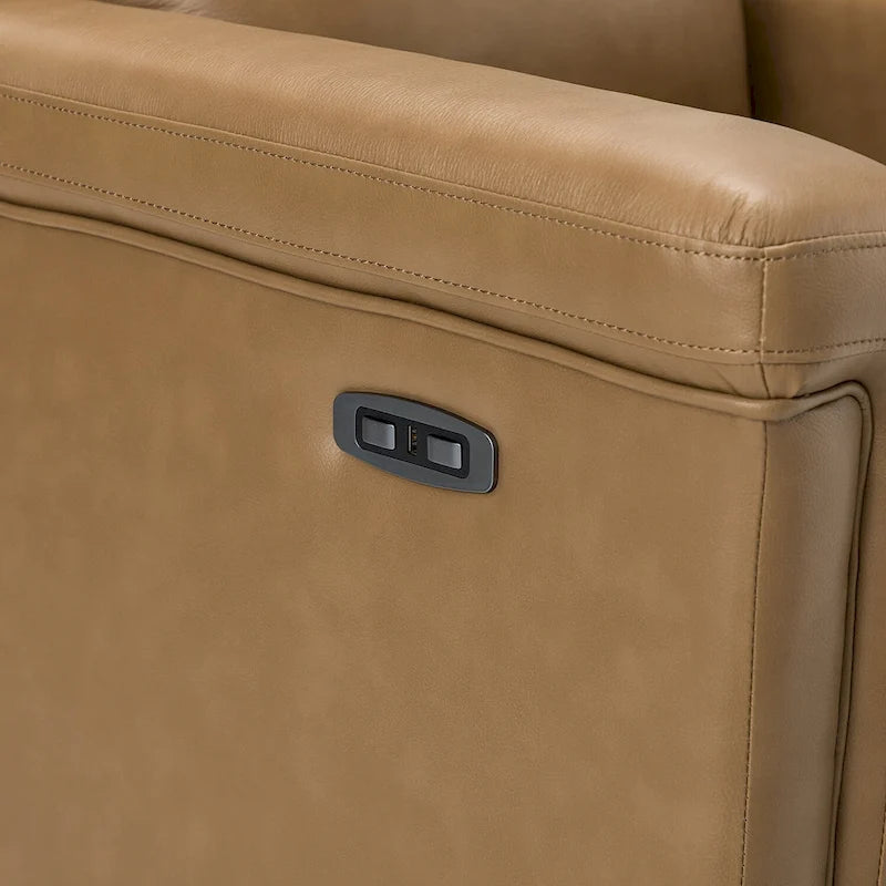 Fauteuil inclinable électrique contemporain et classique en cuir véritable de 34,65 po de largeur avec port USB