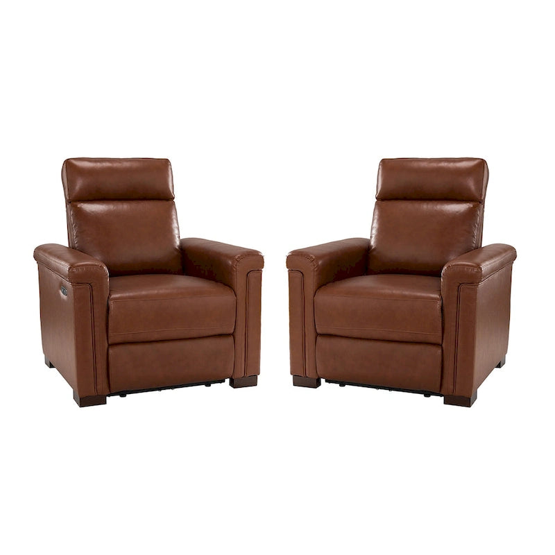 Fauteuil inclinable électrique contemporain et classique en cuir véritable de 34,65 po de largeur avec port USB