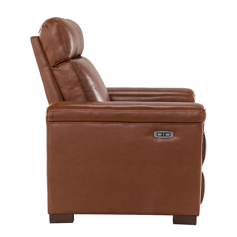 Fauteuil inclinable électrique contemporain et classique en cuir véritable de 34,65 po de largeur avec port USB