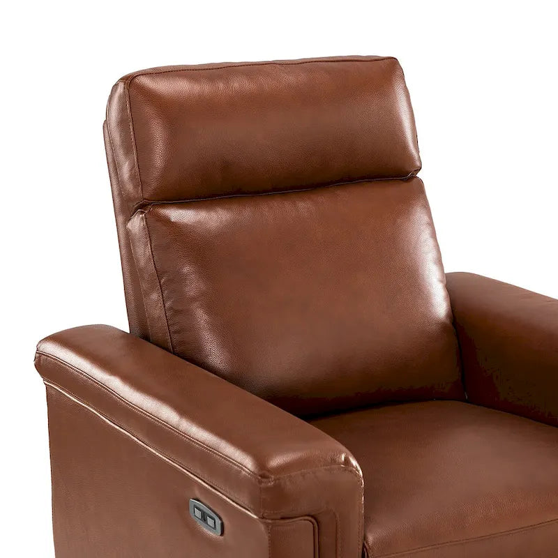 Fauteuil inclinable électrique contemporain et classique en cuir véritable de 34,65 po de largeur avec port USB