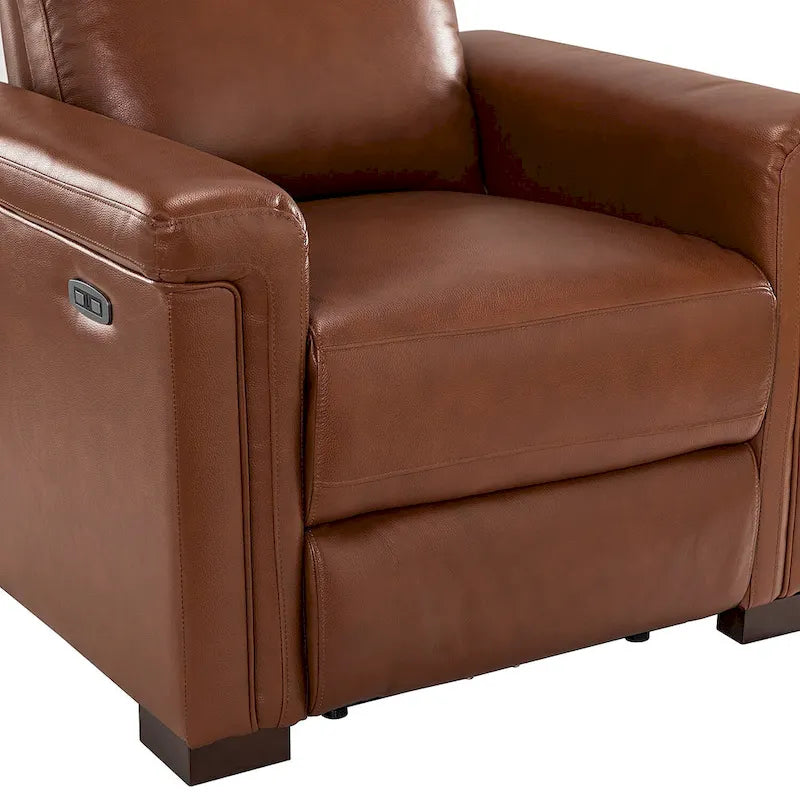 Fauteuil inclinable électrique contemporain et classique en cuir véritable de 34,65 po de largeur avec port USB