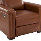 Fauteuil inclinable électrique contemporain et classique en cuir véritable de 34,65 po de largeur avec port USB