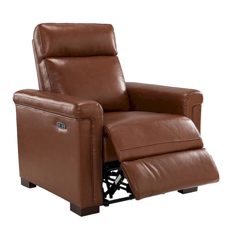 Fauteuil inclinable électrique contemporain et classique en cuir véritable de 34,65 po de largeur avec port USB