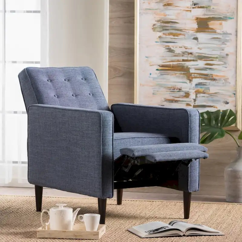 Fauteuil inclinable en tissu capitonné de style moderne du milieu du siècle