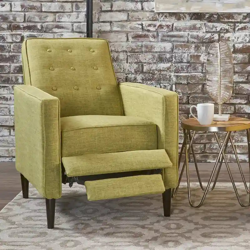 Fauteuil inclinable en tissu capitonné de style moderne du milieu du siècle