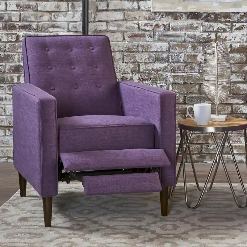 Fauteuil inclinable en tissu capitonné de style moderne du milieu du siècle