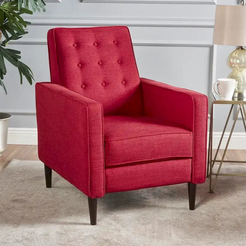 Fauteuil inclinable en tissu capitonné de style moderne du milieu du siècle