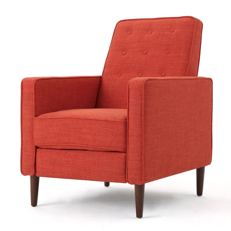 Fauteuil inclinable en tissu capitonné de style moderne du milieu du siècle