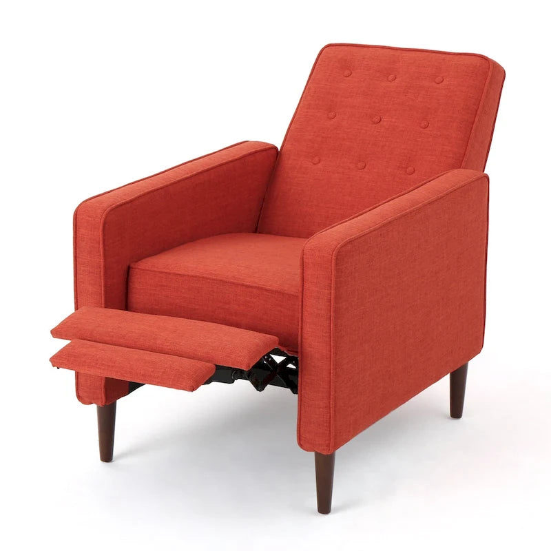 Fauteuil inclinable en tissu capitonné de style moderne du milieu du siècle