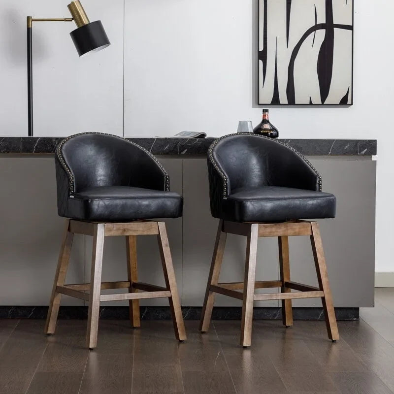 Tabourets de bar pivotants en bois de hauteur comptoir avec repose-pieds