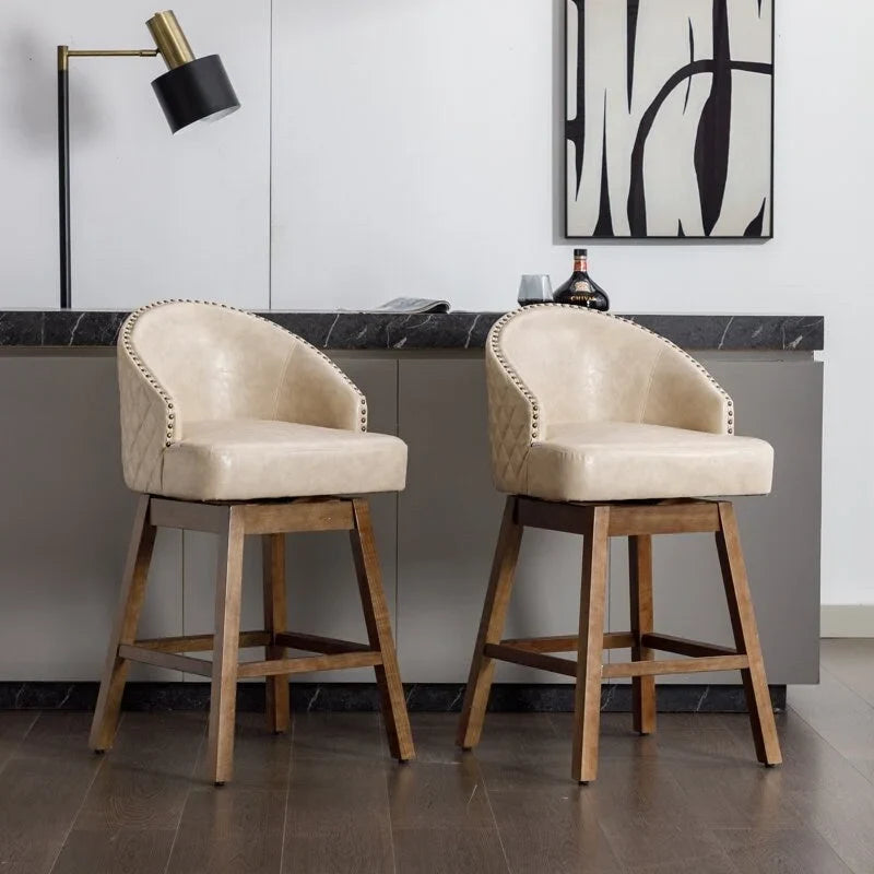 Tabourets de bar pivotants en bois de hauteur comptoir avec repose-pieds