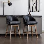 Swivel Wood Counter Height Bar Stools with Footrest (Set of 2)
