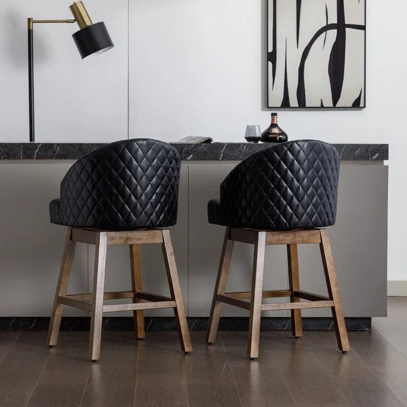 Tabourets de bar pivotants en bois de hauteur comptoir avec repose-pieds