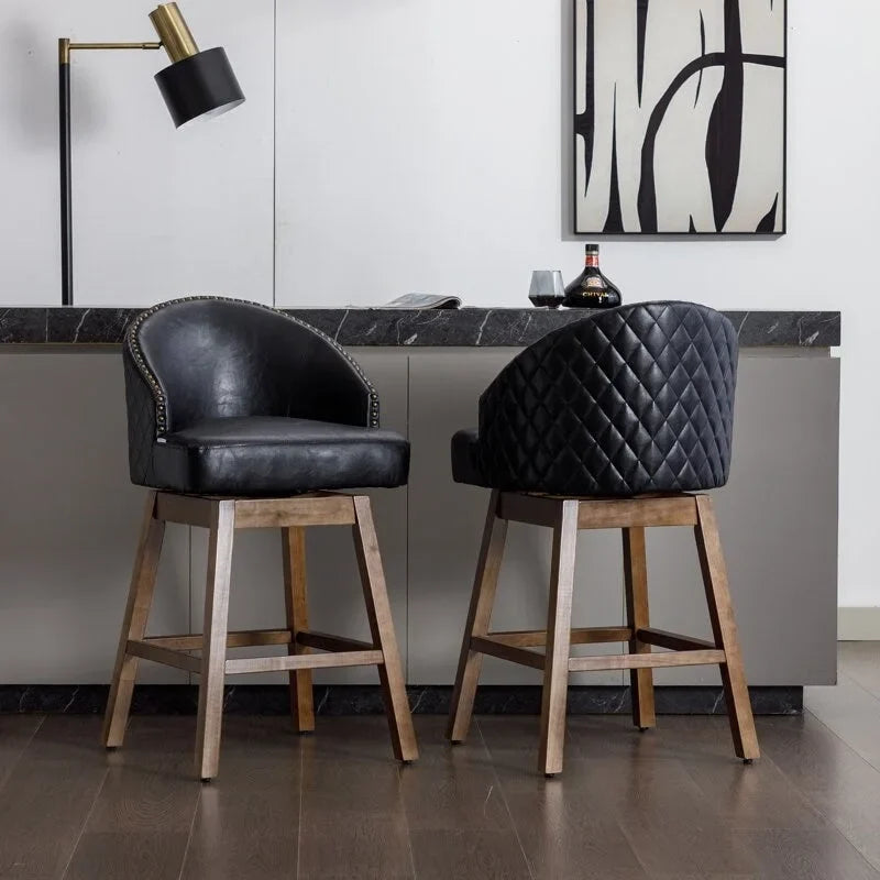 Tabourets de bar pivotants en bois de hauteur comptoir avec repose-pieds