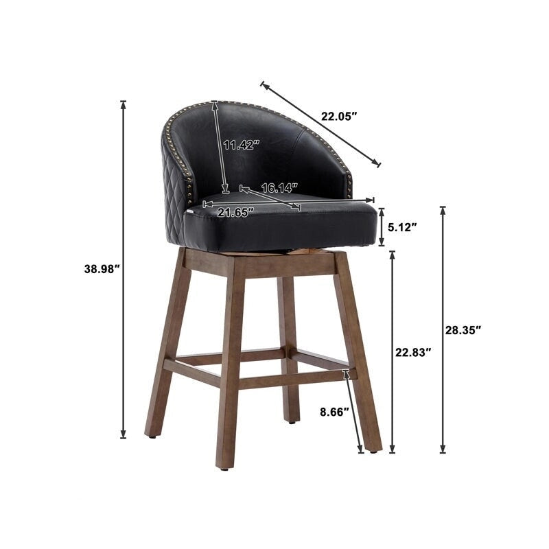 Tabourets de bar pivotants en bois de hauteur comptoir avec repose-pieds