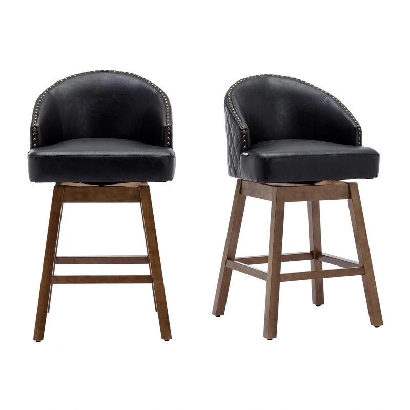 Tabourets de bar pivotants en bois de hauteur comptoir avec repose-pieds