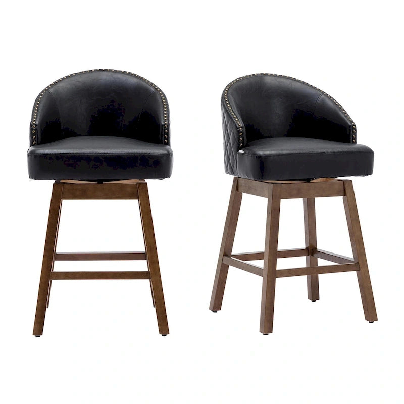 Tabourets de bar pivotants en bois de hauteur comptoir avec repose-pieds