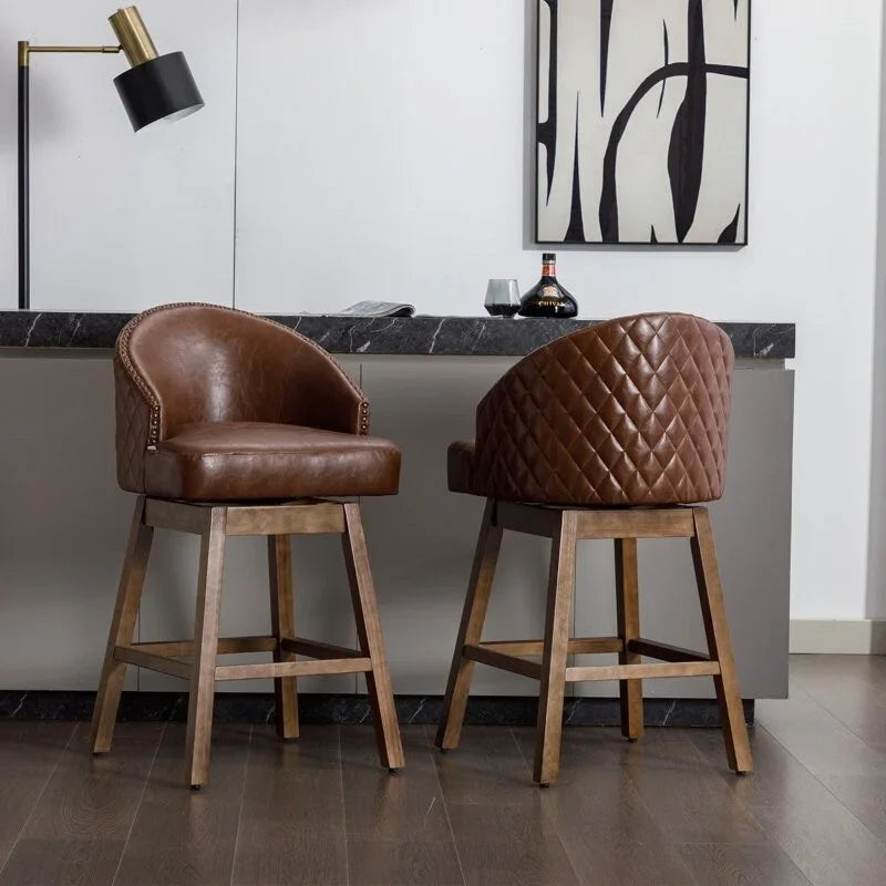 Tabourets de bar pivotants en bois de hauteur comptoir avec repose-pieds