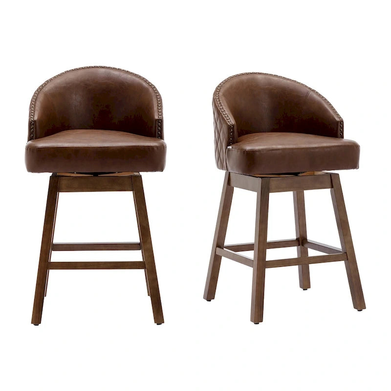 Tabourets de bar pivotants en bois de hauteur comptoir avec repose-pieds