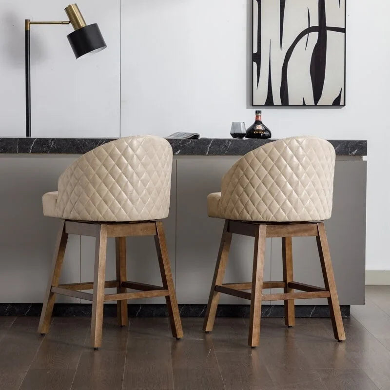 Tabourets de bar pivotants en bois de hauteur comptoir avec repose-pieds