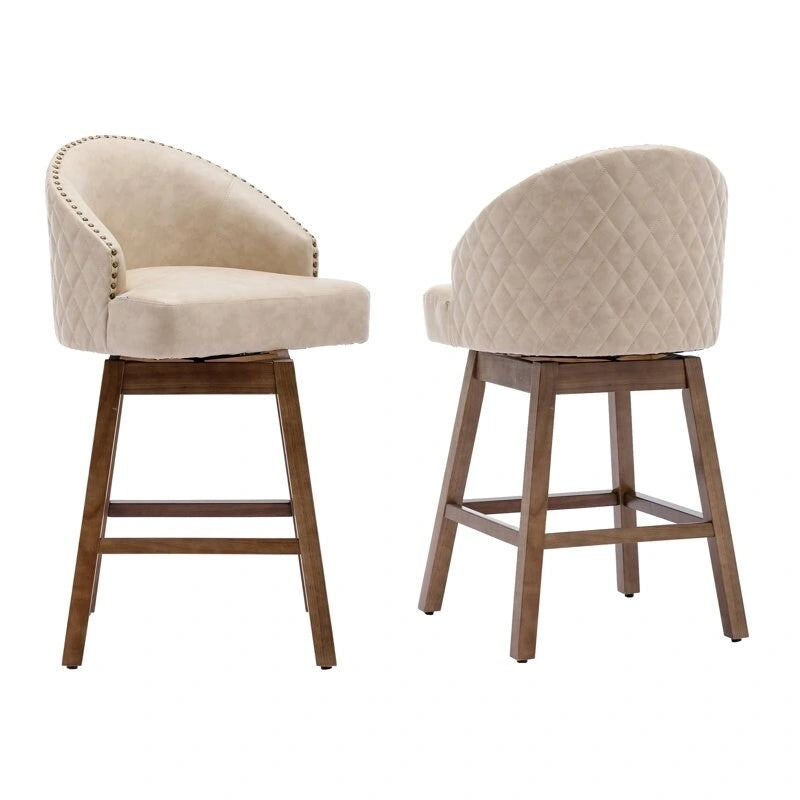 Tabourets de bar pivotants en bois de hauteur comptoir avec repose-pieds