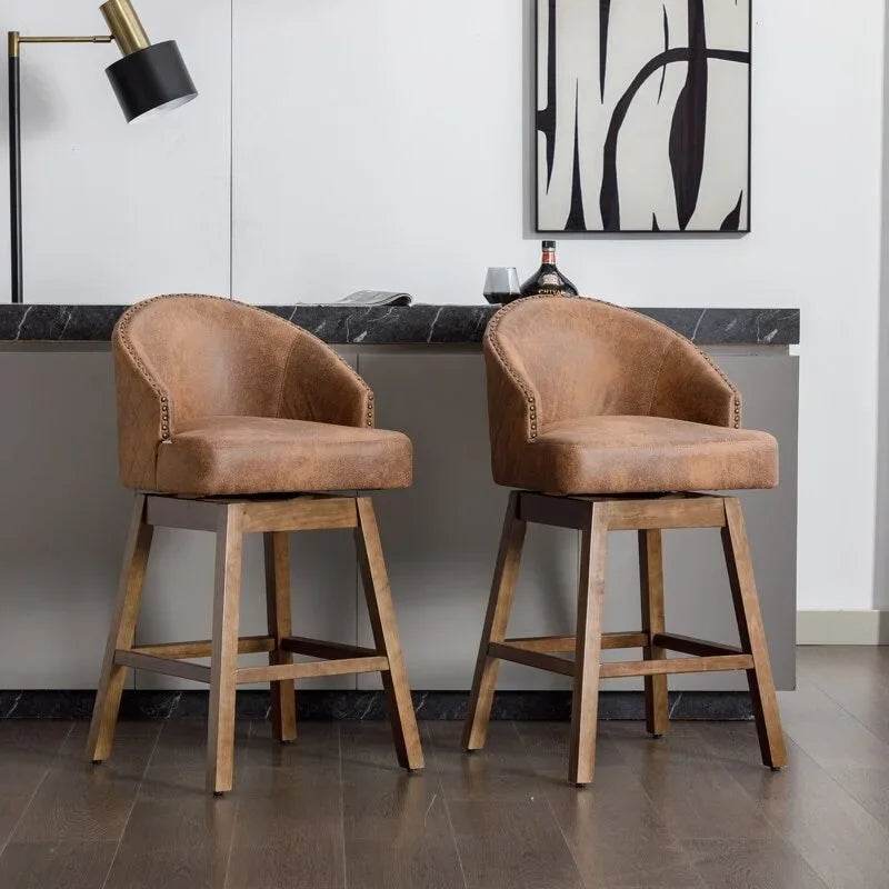 Tabourets de bar pivotants en bois de hauteur comptoir avec repose-pieds