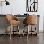 Tabourets de bar pivotants en bois de hauteur comptoir avec repose-pieds