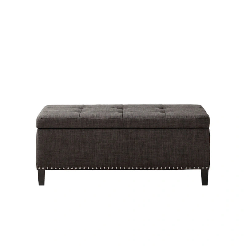 Banc de rangement capitonné en charbon de bois avec dessus à fermeture douce
