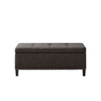 Banc de rangement capitonné en charbon de bois avec dessus à fermeture douce