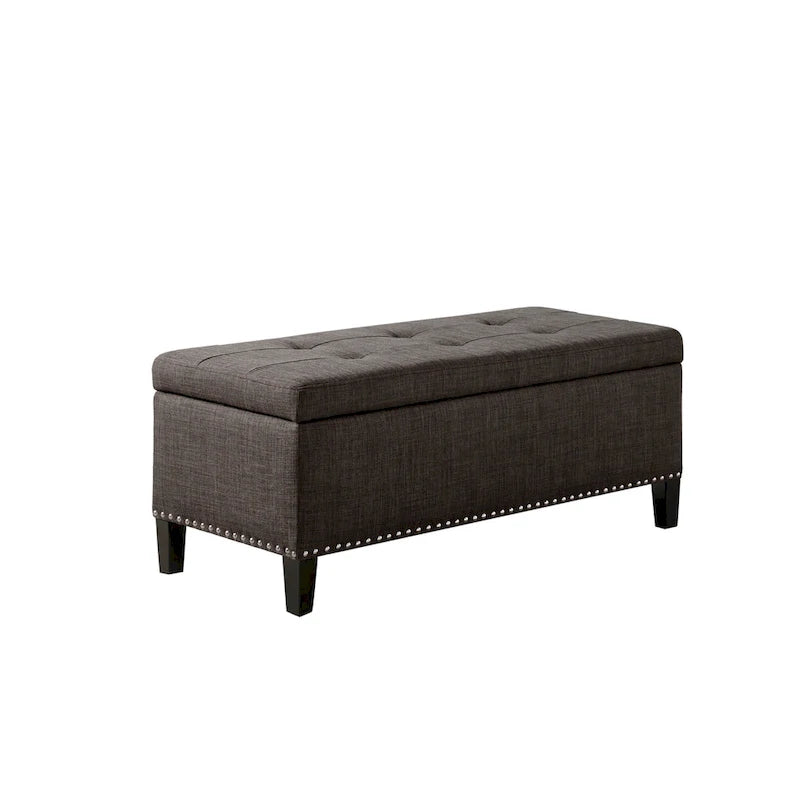 Banc de rangement capitonné en charbon de bois avec dessus à fermeture douce