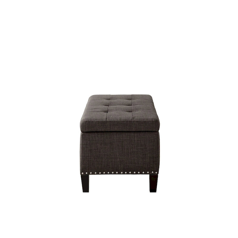 Banc de rangement capitonné en charbon de bois avec dessus à fermeture douce