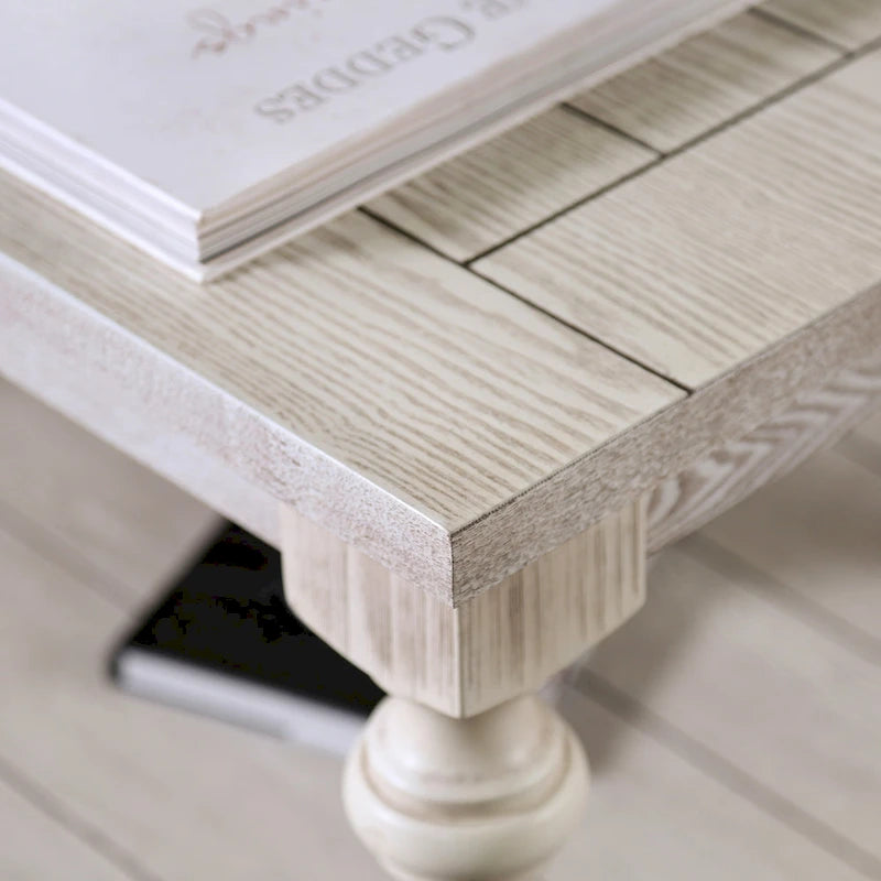 Table basse en bois blanc de style champêtre à niveau unique de 52 pouces