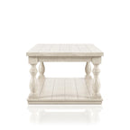 Table basse en bois blanc de style champêtre à niveau unique de 52 pouces