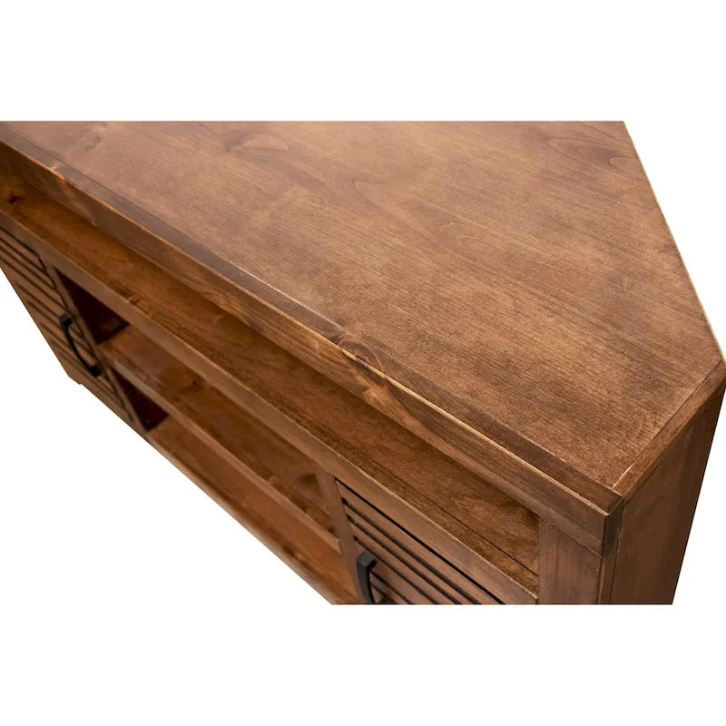 Meuble TV d'angle 52 pouces pour téléviseurs jusqu'à 55 pouces, aucun assemblage requis, finition Whiskey