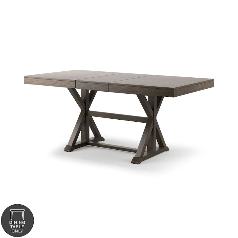 Table à manger extensible en bois massif Country Gray de 78 pouces