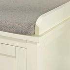 Banc de rangement capitonné en métal blanc et bois