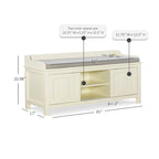 Banc de rangement capitonné en métal blanc et bois