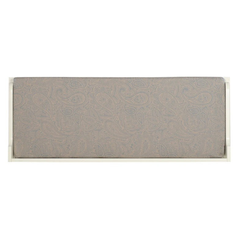 Banc de rangement capitonné en métal blanc et bois