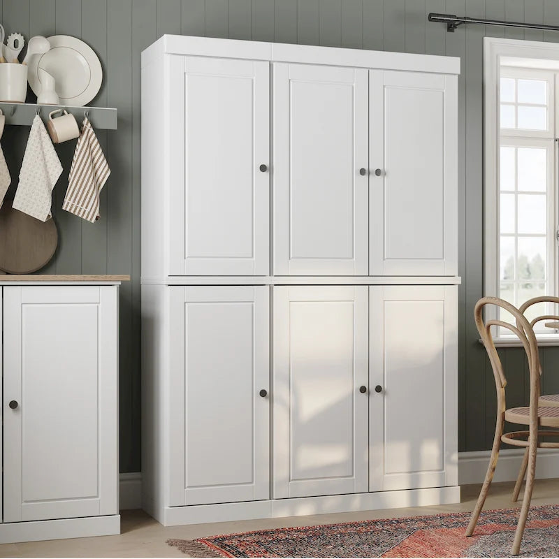 Armoire de cuisine 100 % en bois massif de 48,5 po avec portes en verre plein ou transparent et tablettes réglables – 48,5 x 71,5