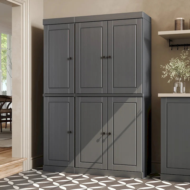 Armoire de cuisine 100 % en bois massif de 48,5 po avec portes en verre plein ou transparent et tablettes réglables – 48,5 x 71,5