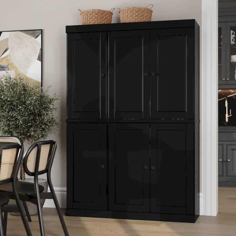 Armoire de cuisine 100 % en bois massif de 48,5 po avec portes en verre plein ou transparent et tablettes réglables – 48,5 x 71,5
