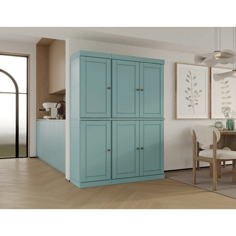 Armoire de cuisine 100 % en bois massif de 48,5 po avec portes en verre plein ou transparent et tablettes réglables – 48,5 x 71,5