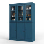 Armoire de cuisine 100 % en bois massif de 48,5 po avec portes en verre plein ou transparent et tablettes réglables – 48,5 x 71,5