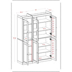 Armoire de cuisine 100 % en bois massif de 48,5 po avec portes en verre plein ou transparent et tablettes réglables – 48,5 x 71,5